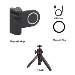 Magnetic CapGrip Phone Grip and Camera Holder with Bluetooth Remote (Hand grip w Tripod)