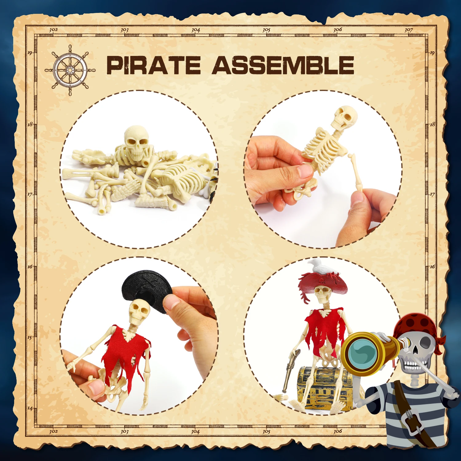 ArtCreativity Pirate Treasure Dig Kit for Kids | Gem Excavation Set with Digging Tools | Interactive Excavating Toys | Great Birthday Gift Idea/ Conte