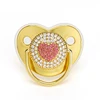 Luxury Baby Pacifier shiny zircon Heart Newborn Dummy with Lid Silicone Infant Teether New Born Shower Gift Toddler Soother 2