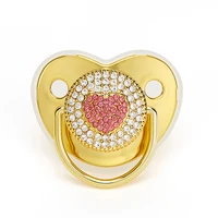 Luxury Baby Pacifier shiny zircon Heart Newborn Dummy with Lid Silicone Infant Teether New Born Shower Gift Toddler Soother 2