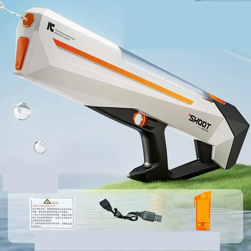 Cross-border Water Gun Cyberpunk Electric Automatic Water Absorbing Grab High Voltage Pulse Launching Water Gun Beach Water Play 6