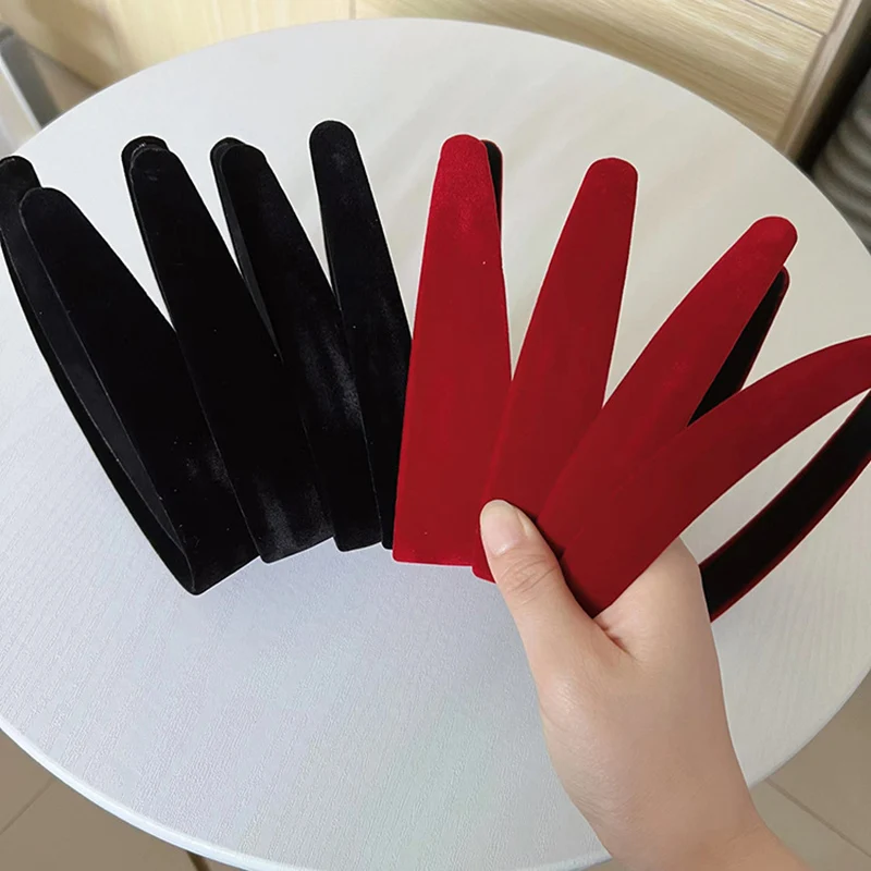 5PCS 2/2.5/3/4cm Lenght Plus 39cm Flocking Fabric Covered Plastic Headbands Base Velvet Hair Hoops Hairbands DIY Women Headwears