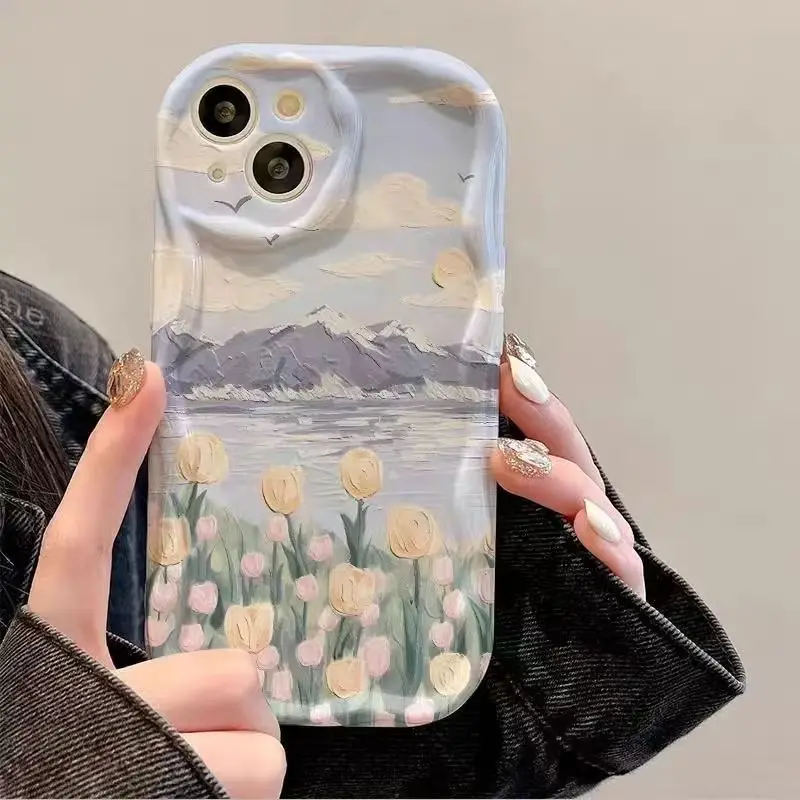 Oil Painting Pink Flower Phone Case Cover