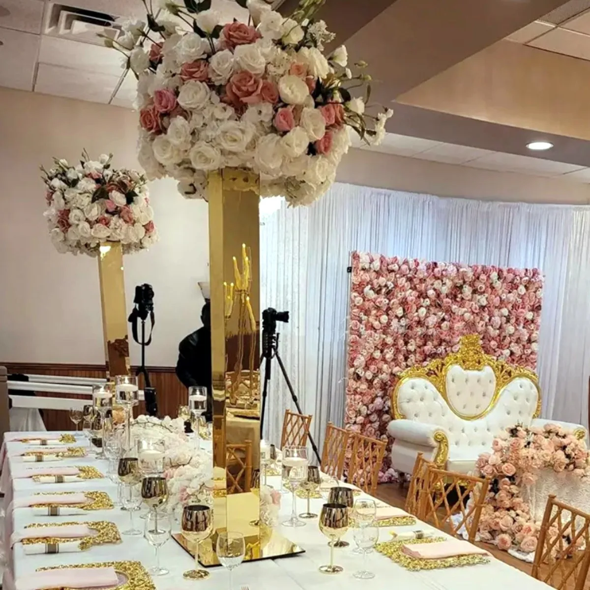 3-10pcs)2-120cm)luxury Wedding Flower Stand Centrepiece with shinny gold mirror flower vase for Wedding Party Event Home decor