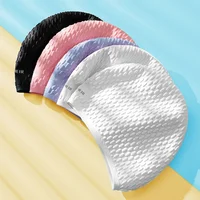 Silicone Swimming Caps Large Size Long Hair Ear Protection Swim Caps for Women Elastic Pure Color Swimming Cap Pool Accessories 1