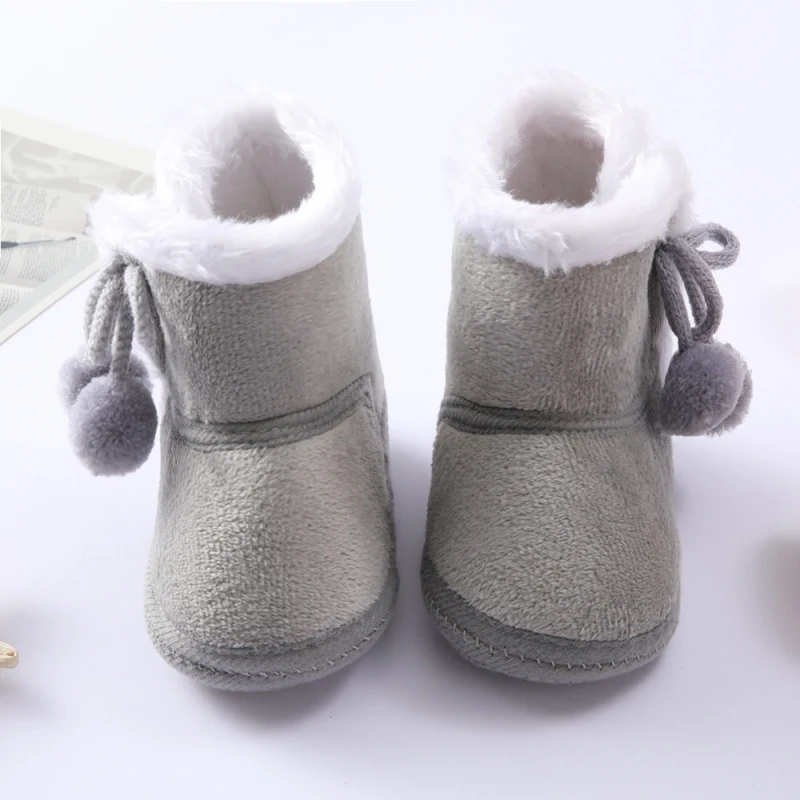 1Pair Baby Winter Warm Newborn Toddler Boots 1 Year Cute Thick baby Girls Boys Shoes Soft Sole Fur Snow Boots 0-18M New