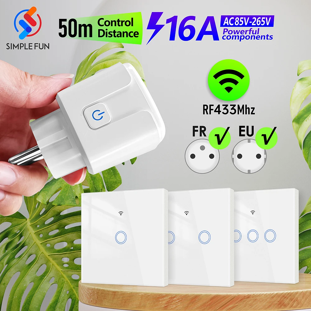 RF-433Mhz-Wireless-Remote-Control-Socket-EU-FR-Smart-Plug-16A-220V ...
