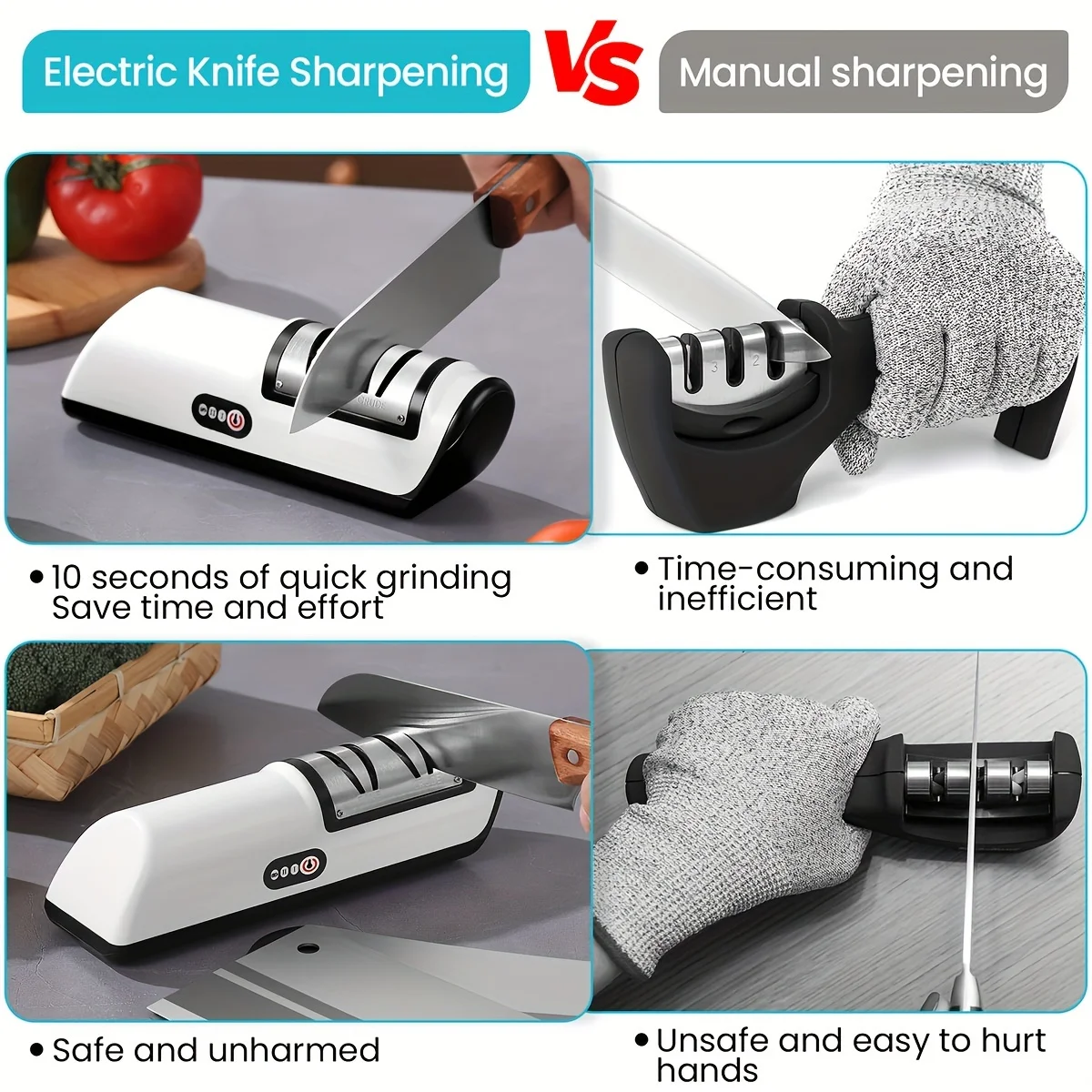 HOMEFISH Electric Knife Sharpener Multifunctional Automatic Professional 4 Gears Electric Knife Sharpener Kitchen Accessories