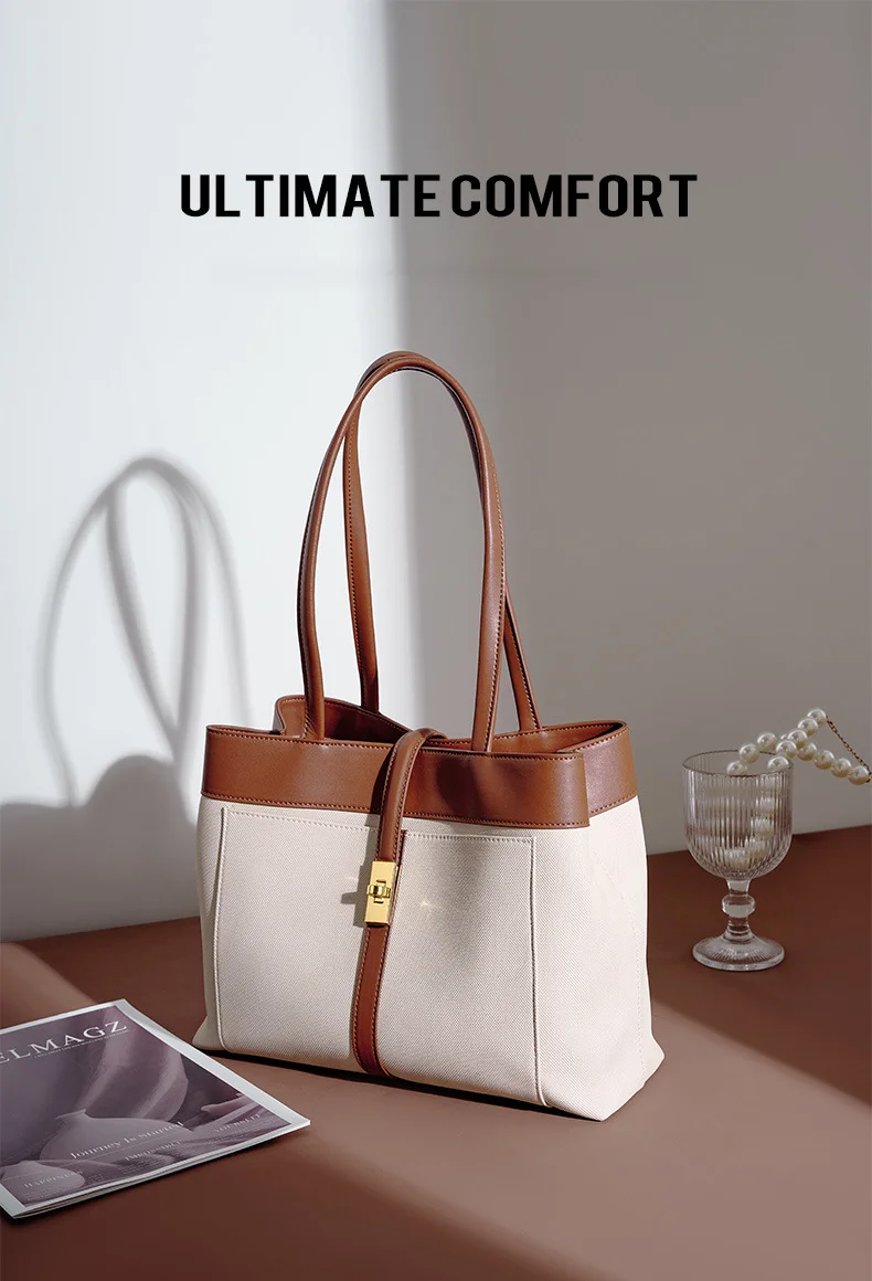 Nouveau sac fourre-tout polyvalent en cuir de vachette de grande capacité pour les déplacements sous les bras 2024, sac pour femme à la mode et tendance_voghion.com