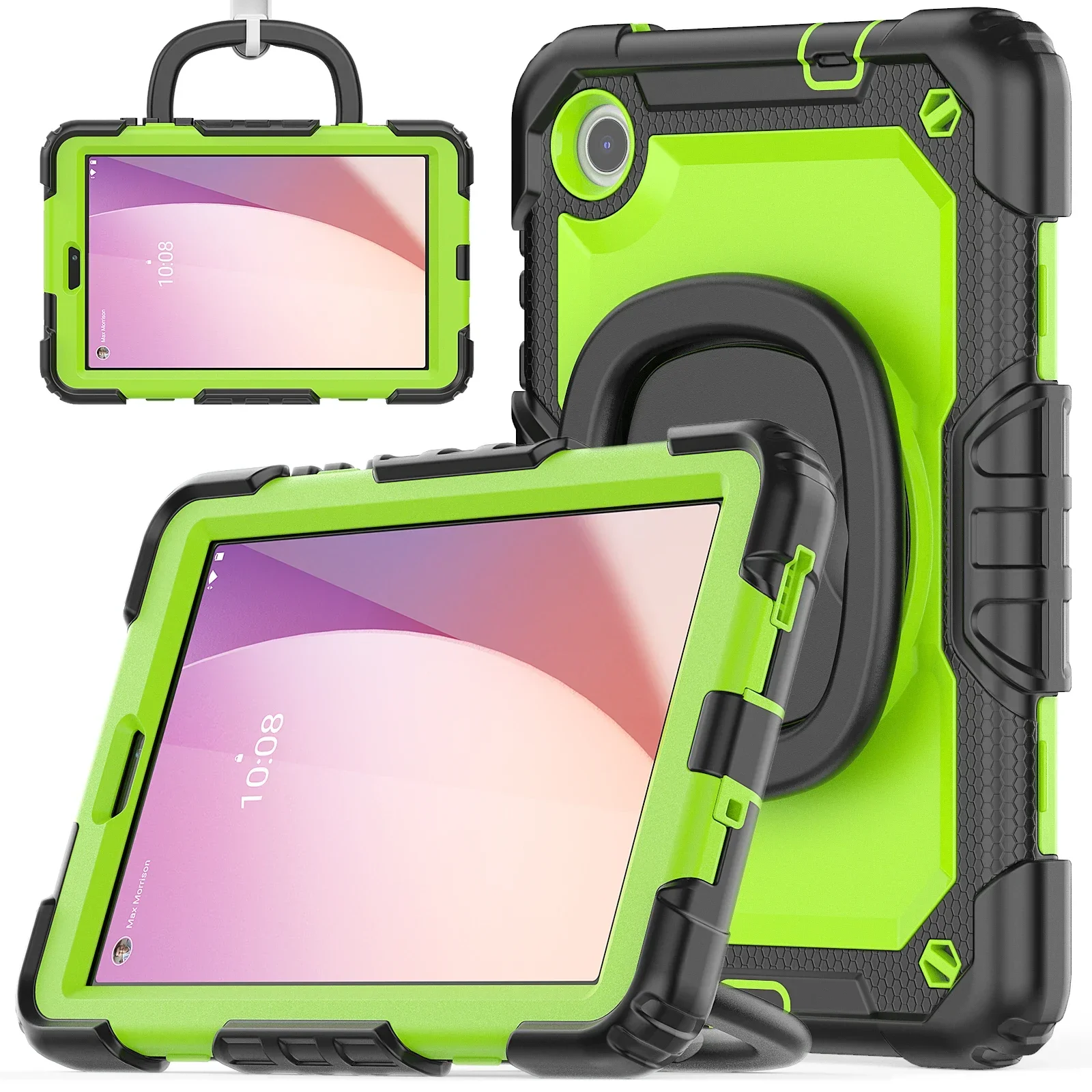 Enhanced Protective Tablet Case with 360° Rotatable Turntable & Kickstand, Heavy Duty