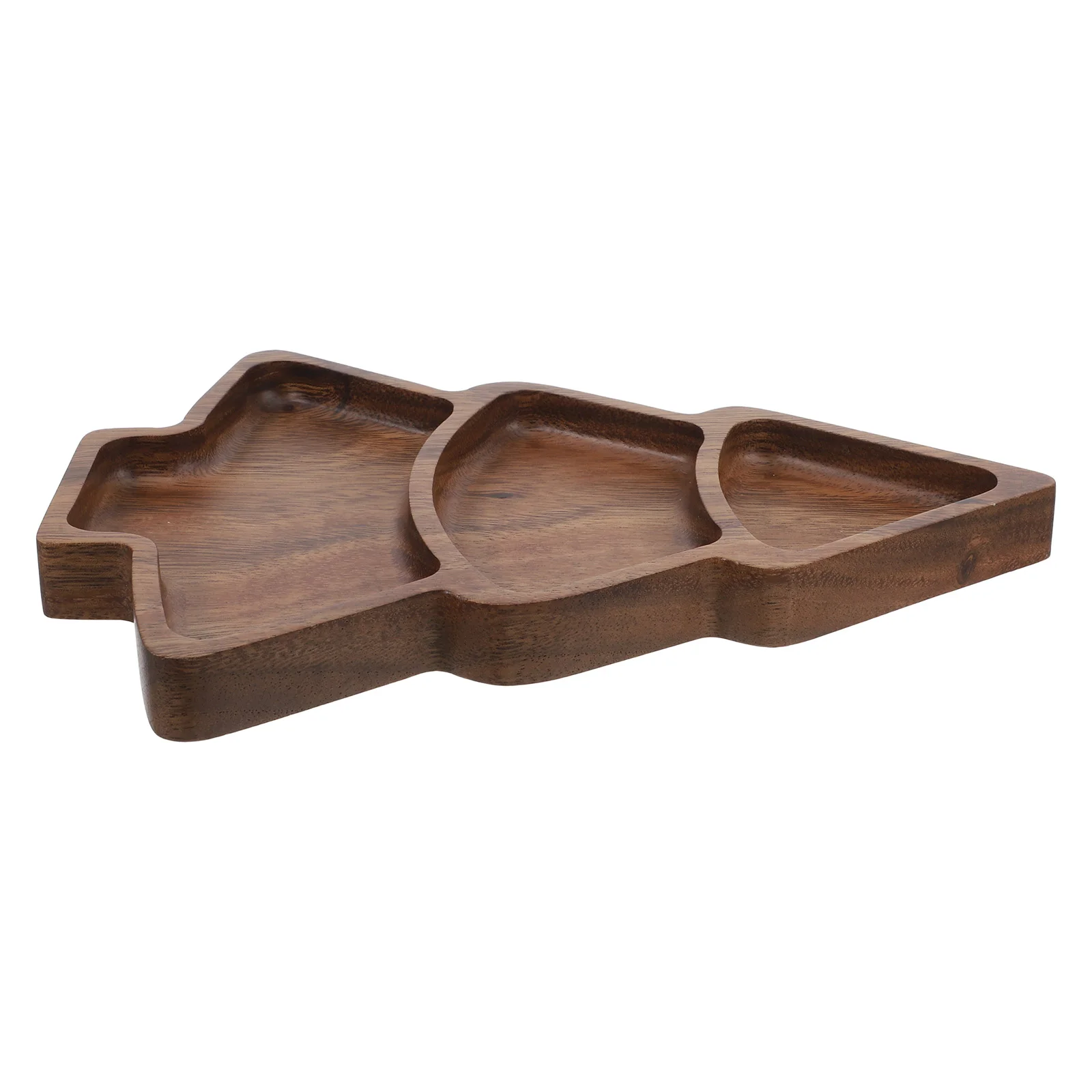 Christmas Tree Wooden Divided Dinner Plate Serving Tray Cheese Board Breakfast Platter Snack Dish Dried Fruit Platter Holiday