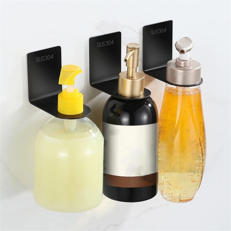 Shower Gel Bottle Rack Hook Wall No Drill Paste Glue Bracket Shampoo Soap Liquid Bottle Holder Stand Hook Hanging Hanger 2
