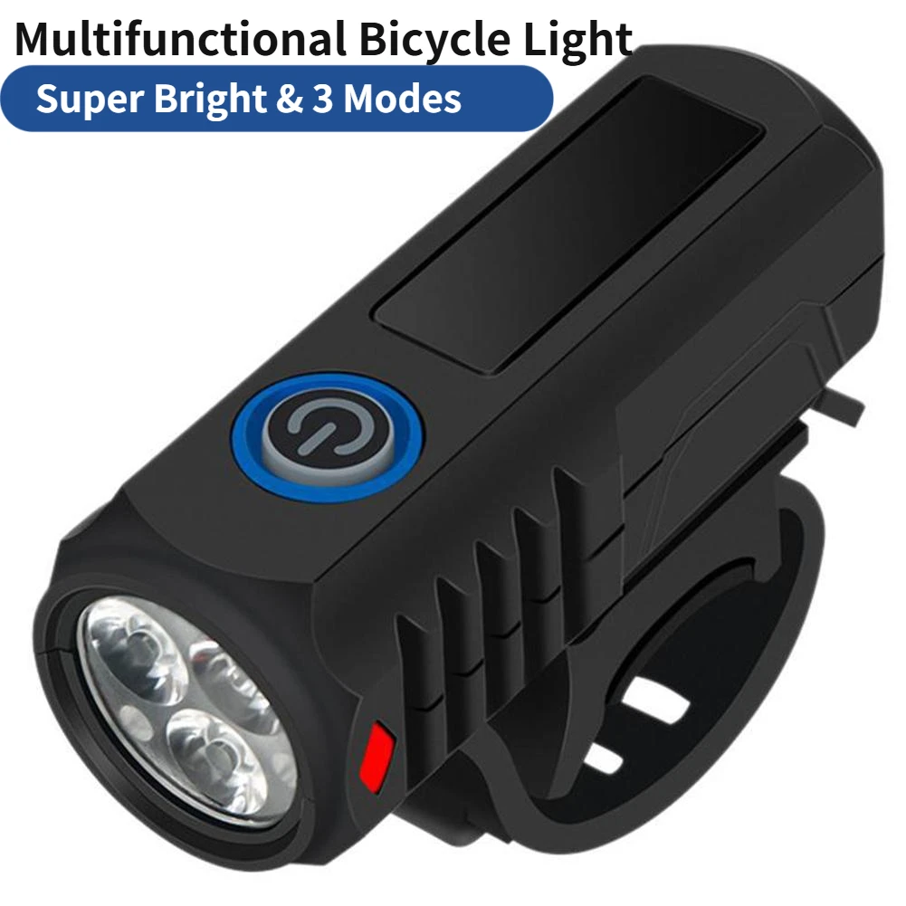 Super Bright Bicycle 3 LED Light USB Type-C Rechargeable Outdoor Waterproof Portable Bicycle Flashligh Mountain Bicycle Lamp