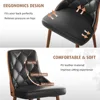 Dining Chairs Set of 8, Mid Century Modern Kitchen and Dining Room Chairs, Upholstered PU Leather Accent Chairs with Walnut Back 5