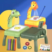 Multifunctional Projection Painting Storage Table Kids Toy Cartoon Drawing Board with Light Music Writing Pad Children Gift 1