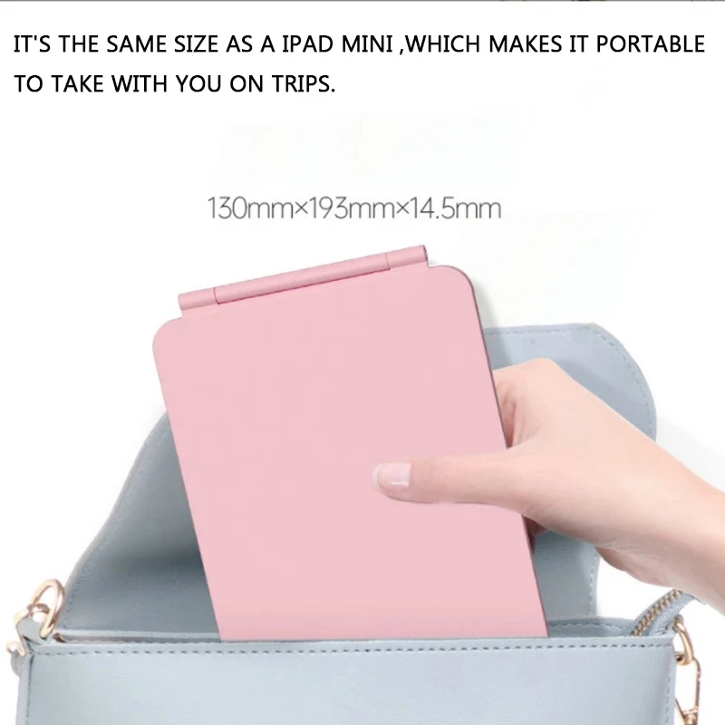 Portable Foldable Travel Makeup Mirror Led Light Infinite Dimming Bedroom Vanity Mirror Usb Rechargeable Make Up Tools