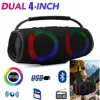 Powerful Bluetooth Speaker LED Light Portable Outdoor Speakers Dual 4'' Subwoofer Sound Box Support 1
