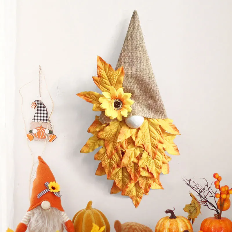 Autumn Thanksgiving Faceless Doll Decoration Wall Hanging Fabric Autumn Maple Leaf Hanging Decoration