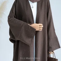 Abaya musulmane de luxe pour femmes, vêtement de prière élégant, cardigan UNIS issant, robe de Ramadan, vêtements de Dubaï, ouvert 5
