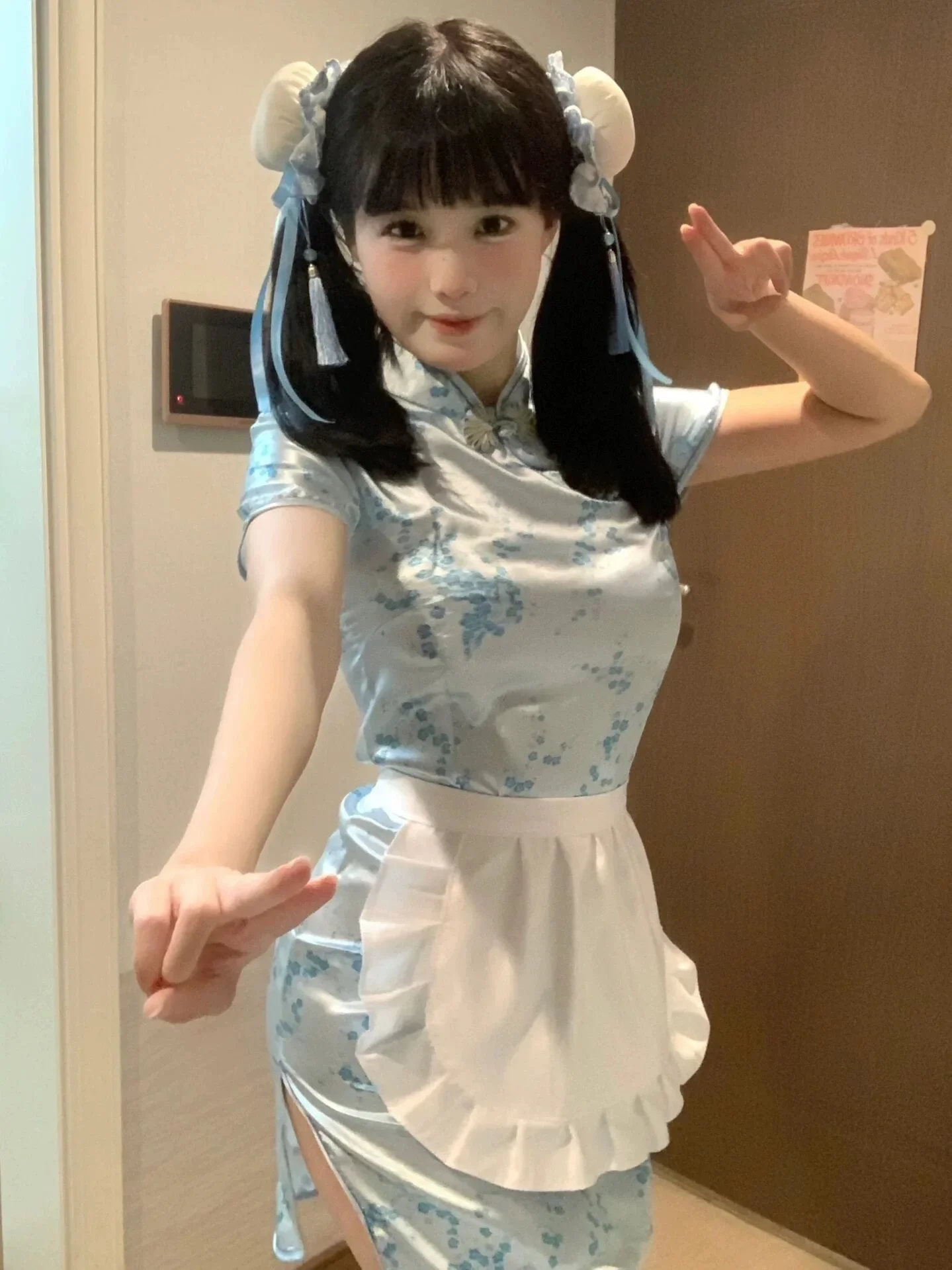 Sexy Chinese Pop Cosplay Kostuum Roze Cheongsam Mini-Jurk Vrouwen Dienstmeisje Uniform Rollenspel Outfits Schattig Meisje Nachtkleding Ondergoed