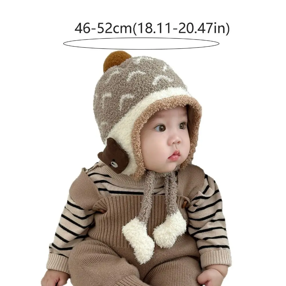 Cute Windproof Baby Ear Protection Hat Coral Fleece Cartoon Beanie Hat Thicken Keep Warm Infant Toddler Cap Boy