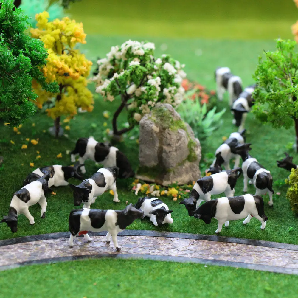 HO and N Scale Model Cows Miniature Farm Animal Model Cow For Model Railway Layout Different Different Postures - Image 2
