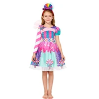 Déguisement pour enfants, robe bonbon arc-en-ciel avec bandeau, Costume de Cosplay sucette, robe pour enfants, cadeau de fête d'anniversaire et de carnaval, 2026 2