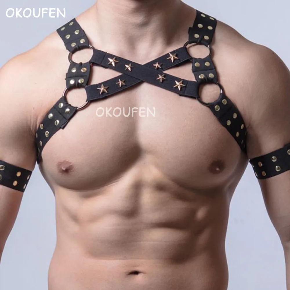 

Сексуальные звезды, эластичная повязка, мужской ремень на грудь и спину, для ночного клуба, для сцены