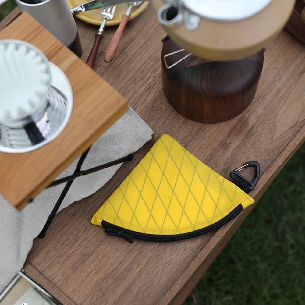Waterproof Nylon Purse Manual Coffee Filter Paper Storage Bag Outdoor Camping Picnic Filter Paper Organizer Triangular Pouch