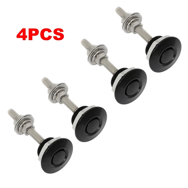 car fenders 4pcs Universal Modified Car Latch Push Button Billet Quick Release Fasteners Front Bumper Hood Pin Engine Bonnet Lock Latch Clip avs bug deflector Exterior Parts