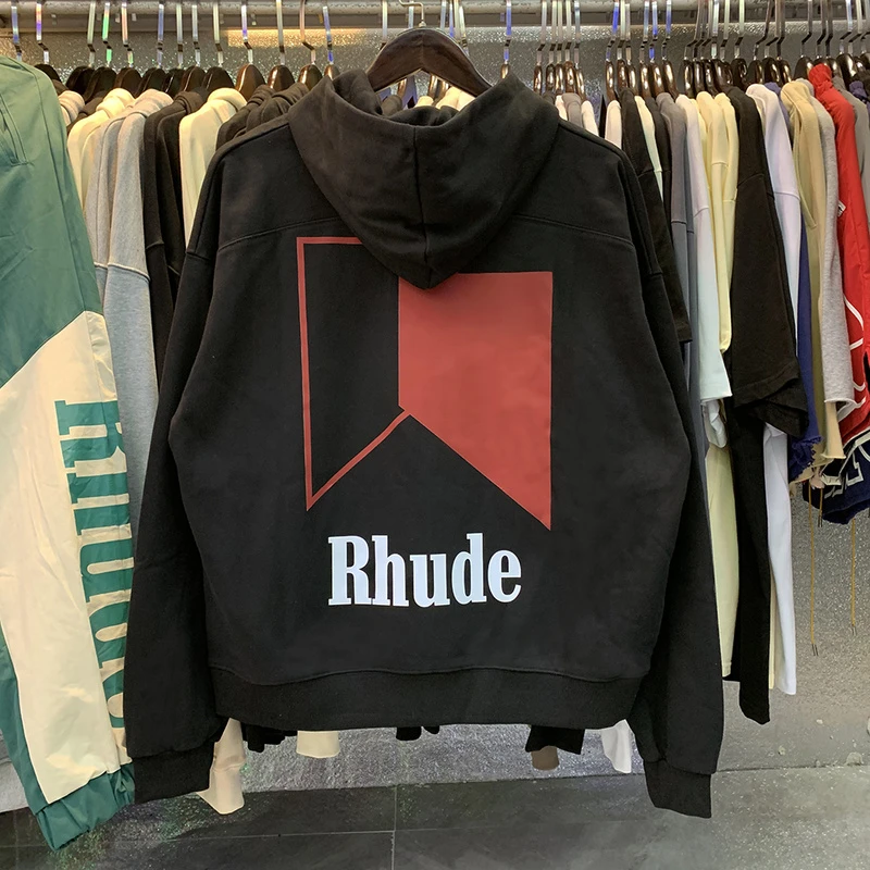 

RHUDE Hooded Men Women High Street Loose Best Quality Rhude Hoodie Casual Pullovers Streetwear Men Logo Sweatshirts