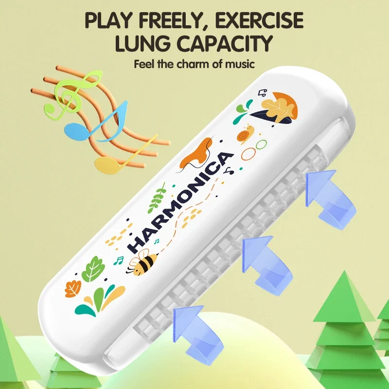 Children's Toy Cartoon Crab Mini Harmonica with Led Light Mouth Organ Baby Early Education Musical Instrument Toys for Kids Gift 4