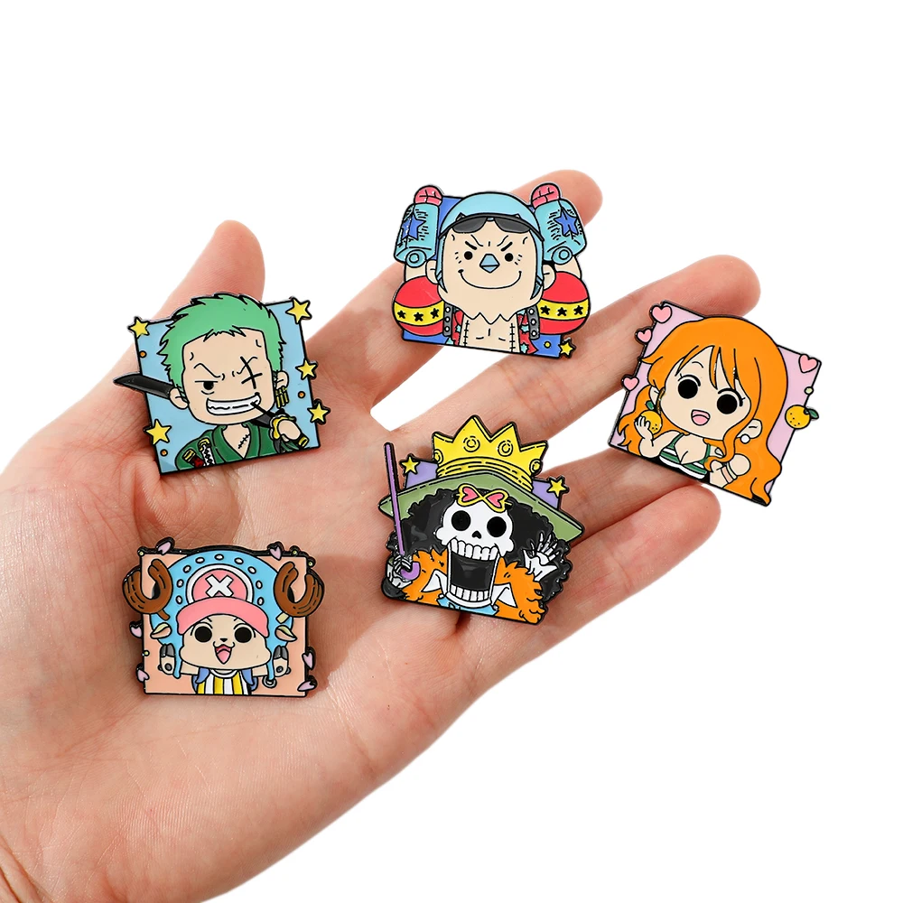 Enamel Pin Metal Badge Cartoon ONE PIECE Brooch Creative Funny Usopp 10 Pcs Clothing Backpack Accessories