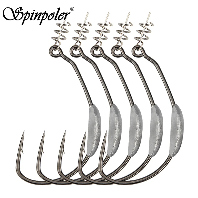 Spinpoler Weighted Soft Bait Hook With Twistlock Centering-Pin Spring Lock  5/0 7/0 10/0 Swimbait Jig Heads Hook Soft Lure Tackle - AliExpress