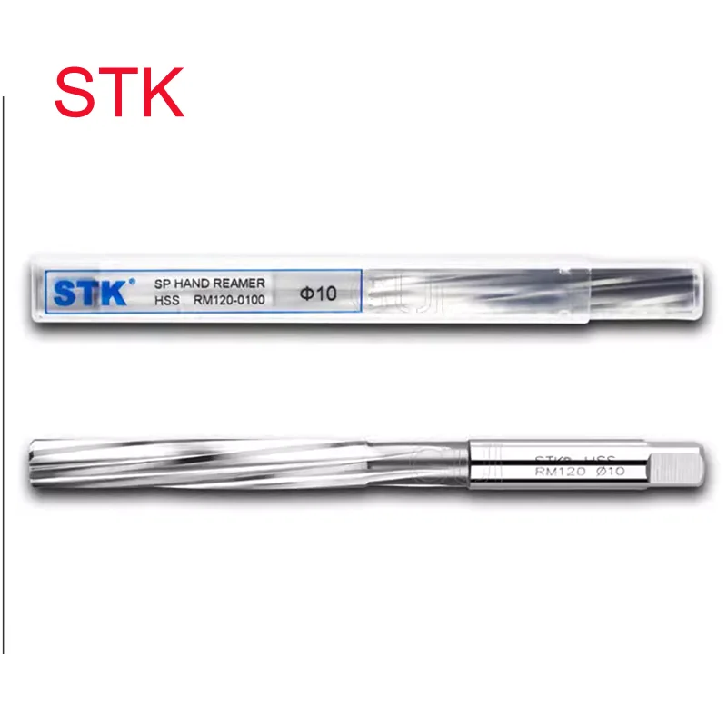 Japan Original STK 1PCS HSS Hand Reamer Chucking Machining Tool Spiral Flute Cobalt Cutting H7 Shank Diameter 2-16 mm