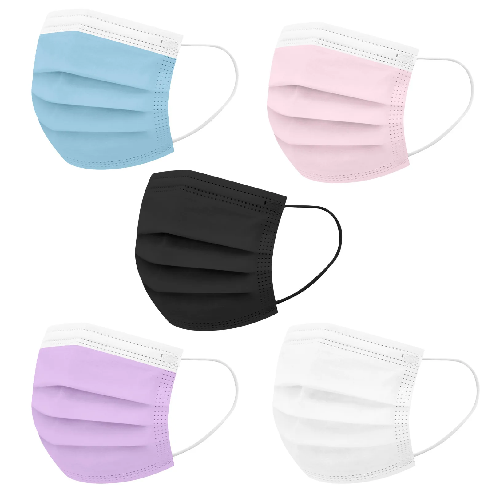 50 Pieces Of Non-woven Adult Mask Disposable 3-layer Safety Mask Outdoor Dust-Proof Face Protective Disposable