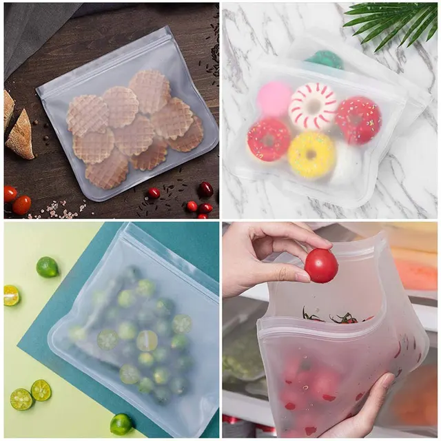 Sac de rangement des aliments en silicone, réutilisable, plusieurs TANLeakproof, beaucoup de sacs à fermeture éclair debout, sac de rangement des aliments frais, cuisine ronde 6