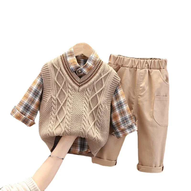 

Fashion Spring Autumn Outfits Baby Boys Girls Clothes Children Casual Vest Shirt Pants 3Pcs/Sets Toddler Costume Kids Tracksuits