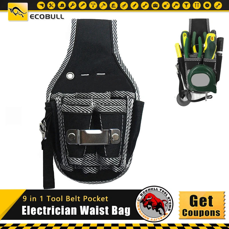 garden tool bag 9 in 1 Tool Belt Screwdriver Utility Kit Holder Top Quality 600D Nylon Fabric Tool Bag Electrician Waist Pocket  Pouch Bag best tool bag