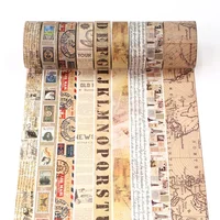 NEW 1PC 10M Decorative Vintage Kraft Script Newspapers Stamps Map Masking Washi Tape Adhesive Stickers Cute Journal Stationery 1