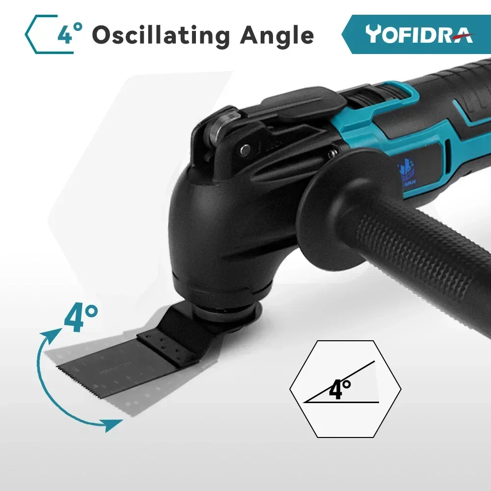 YOFIDRA 6 Gears 600W Oscillating Multi Tools Function Tool 20000OPM Electric Saw Trimmer Shovel for Makita 18V Battery Pin — view 4