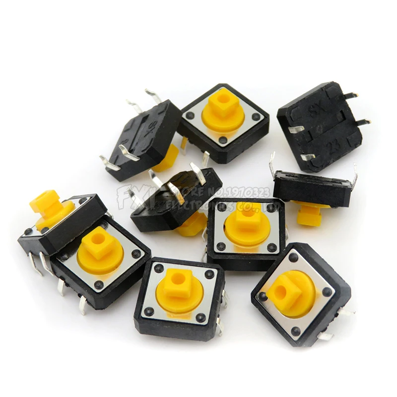Sourcingmap 10 Pcs 7 x 7mm PCB Momentary Tact Tactile Push Button Switch Non Lock 6 Pin DIP