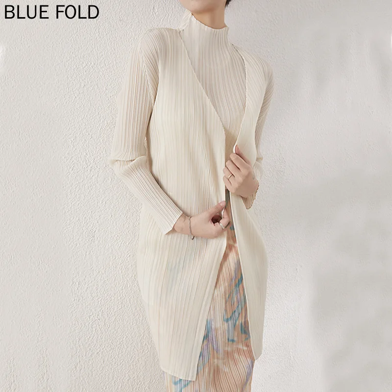 

Miyake-Женский плиссированный плащ средней длины, тонкий кардиган, универсальный, Женственный топ, весна, КК