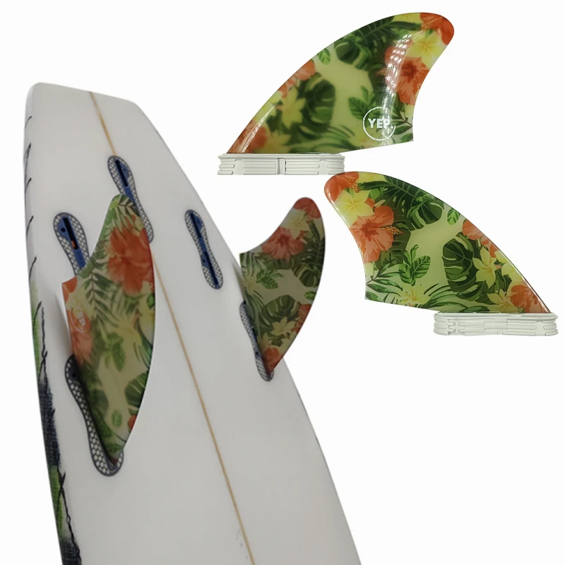 UPSURF FCSⅡ Keel Fins Fiberglass Surfboard Twin Fins Set Double Tabs 2 Fins For Twin Fins Board/Shortboard Stabilizer Surf Fins