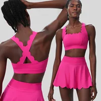 Women Summer Tennis Clothes Solid Color Outdoor Gym Running Suit Breathable Quick Dry Workout Short Sportswear Female Yoga Set - Image 2
