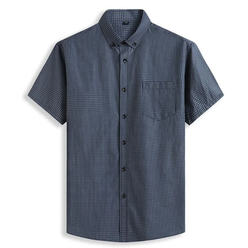 6XL 7XL 8XL 9XL 10XL 12XL Plus Size Men\'s Plaid Short Sleeve Shirt Fashion Business Casual Loose Straight Shirt Male Clothes