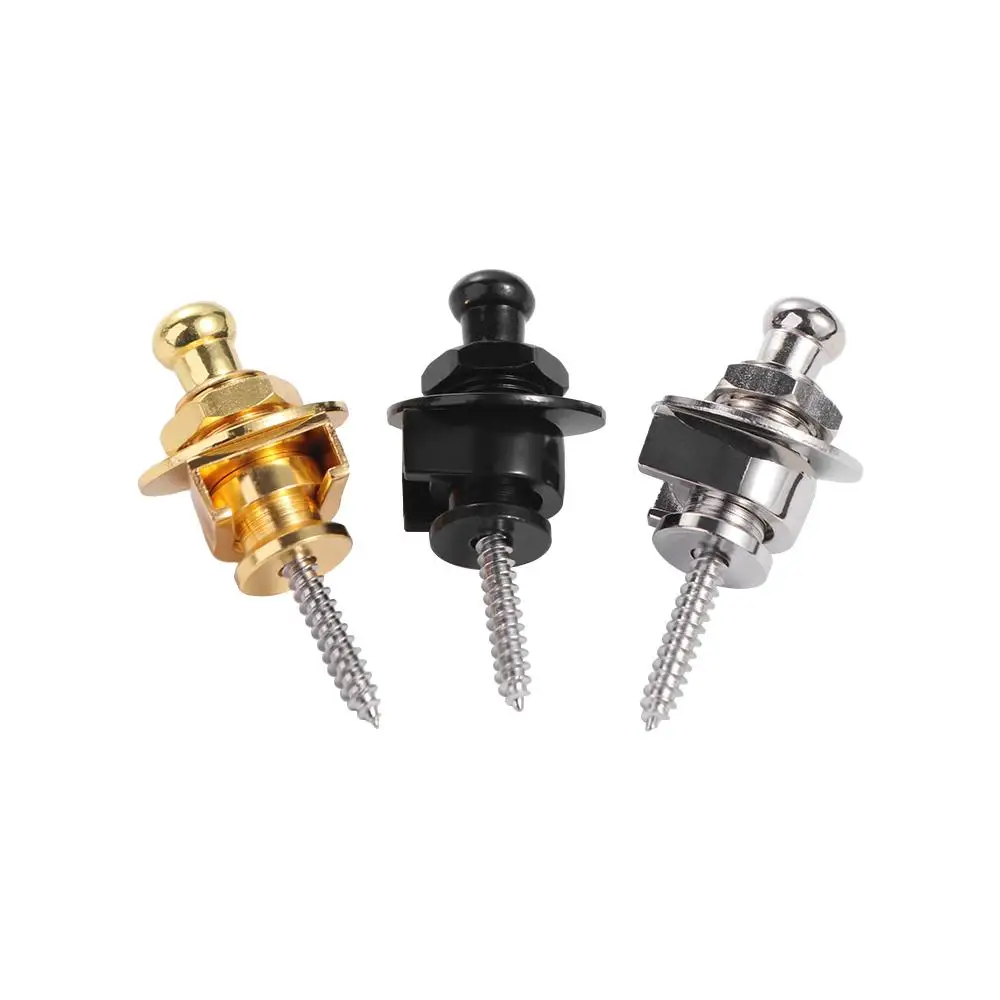 Round Head Electric Guitar Strap Locks Alloy Guitar Tail Nail Strap Button Golden Black Skidproof Round Head Straplocks