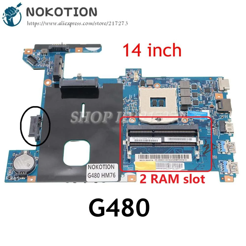 NOKOTION For Lenovo G480 Laptop Motherboard HM76 DDR3 LG4858 UMA