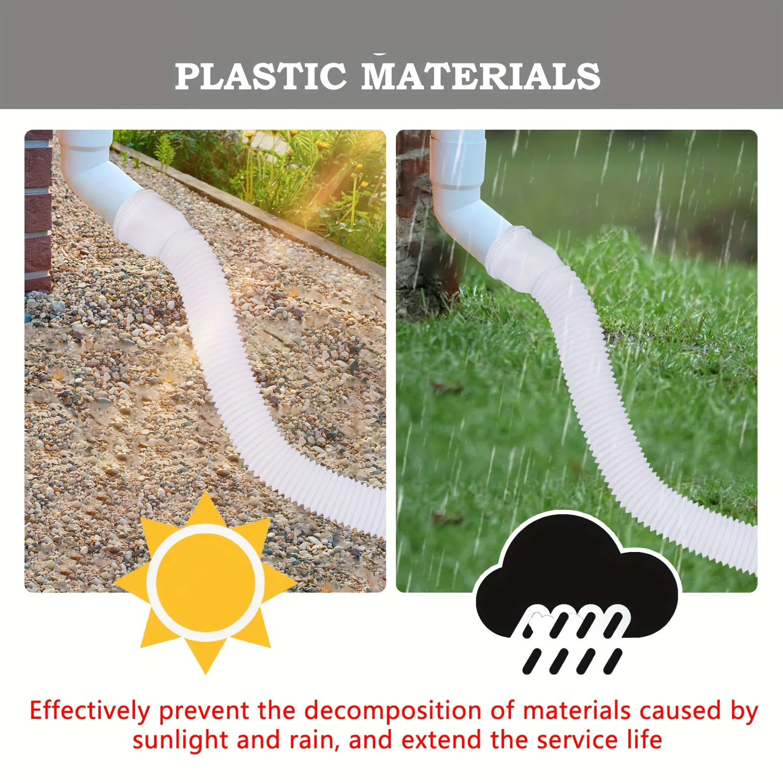 1PCS Rain Gutter Downspout Extensions Connector Down Spout House Gutter For Rainwater Drainage System Accessory Adjustable