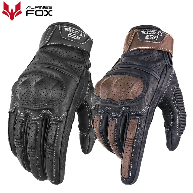 Gants de Moto en cuir perforé rétro d'été pour hommes et femmes, gants de motard de Motocross à doigt complet, équipement de Moto M-XXL 1